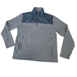 Men's Eddie Bauer heather blue ¾ zip puffer pullover size M lightweight sweater‎